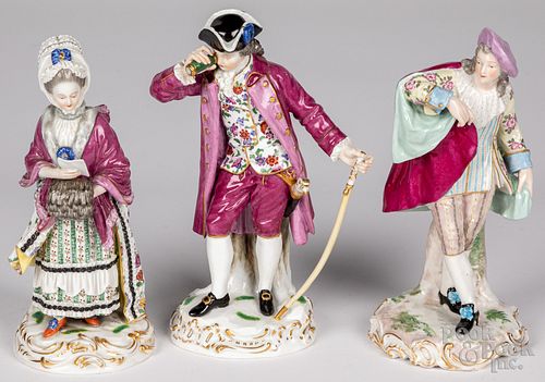 Three Meissen porcelain figures, 19th c.