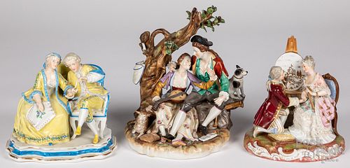 Three porcelain figural groups, 19th and 20th c.