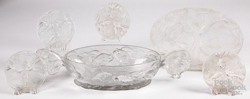 Verlys frosted glass Poissons fish center bowl