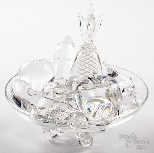 Steuben crystal glass punch bowl, 20th c.