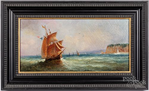 Oil on canvas nautical scene, 19th c.