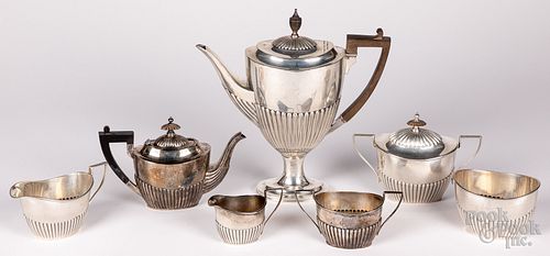 Sterling silver teawares and a sterling coffee pot