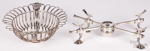 Silver plated dish cross and basket