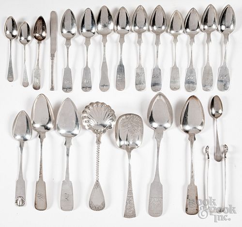 Silver flatware, mostly coin