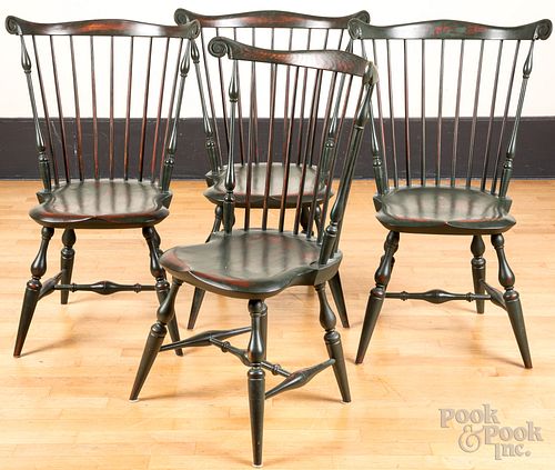 Four Warren Chair Works fanback Windsor chairs
