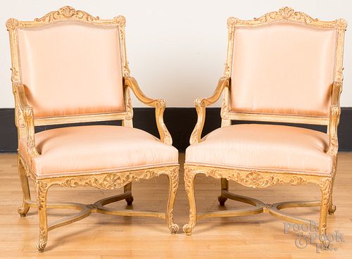 Pair of French giltwood armchairs
