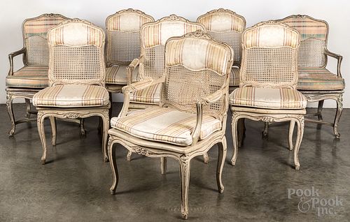 Set of ten French dining chairs