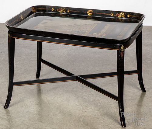 Painted lacquer tray table