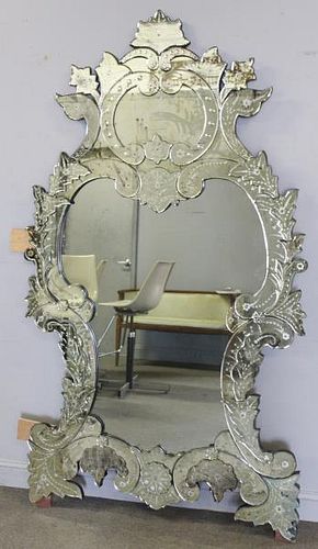 Large Decorative Venetian Style Mirror.