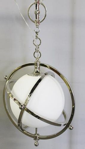 Contemporary Chrome and Globe Form Chandelier.
