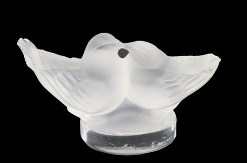 Lalique Frosted Glass Lovebirds Paperweight