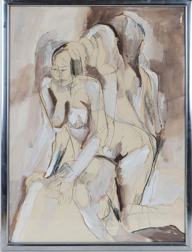 Modern Nude Female Figure, M/M Gouache/Paper