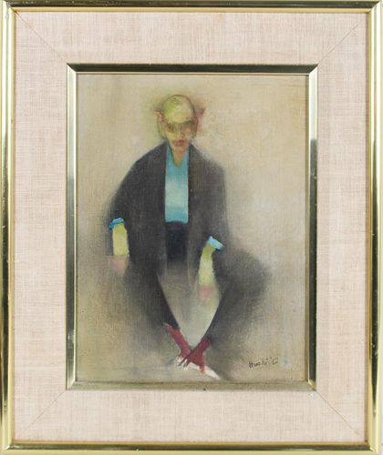 20th C. Ptg of Asian Scholar, Signed Oil/Canvas