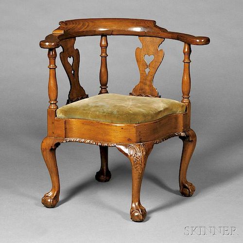 Chippendale Carved Mahogany Roundabout Chair