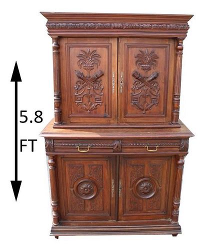 Renaissance Revival 19th C European Carved Cabinet
