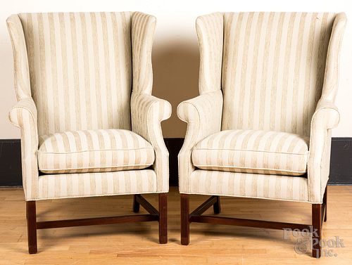 Pair of Chippendale style wing chairs