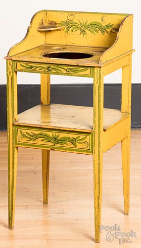 Painted pine washstand, 19th c.