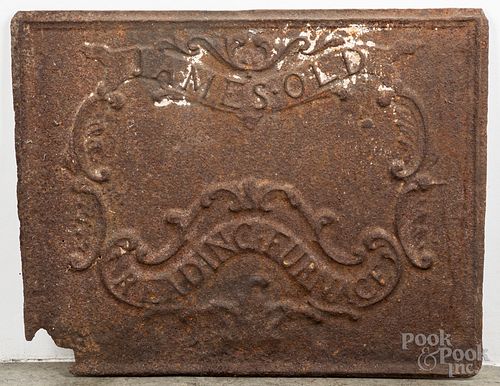 James Old Reading Furnace cast iron stove plate