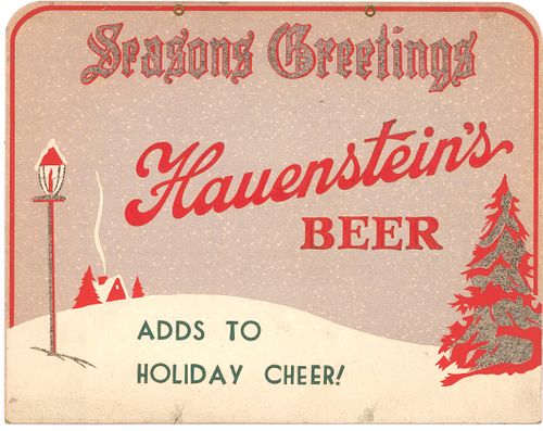 Scarce 1940 Hauenstein Beer Christmas Holiday Sign New Ulm, Minnesota
