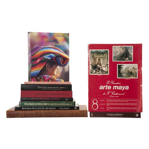 Libros sobre los Aztecas, Mexicas y Mayas. Escultura Monumental Mexica / Rostros Ocultos de los Mayas. Piezas: 10.