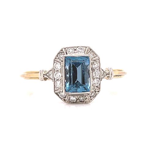 18k Platinum Aqua Diamond Ring