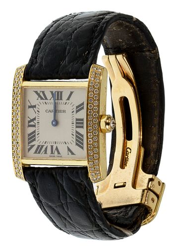 Cartier 18k Gold Case Tank Francaise 1821 Ladies Wristwatch