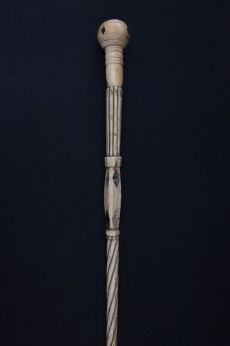 Whaleman Carved Antique Whalebone Walking Stick, circa 1860