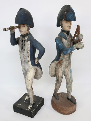 Two Carved and Polychromed French Mariners, 19th Century