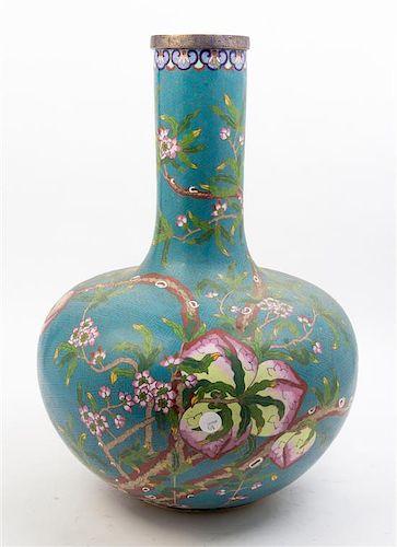 * A Large Cloisonne Bottle Vase Height 23 1/2 inches.