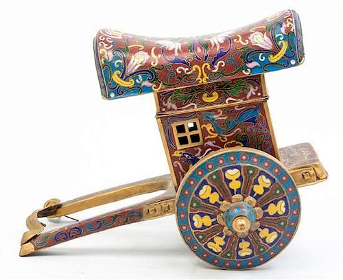 * A Cloisonne Model of a Cart Length 14 1/2 inches.
