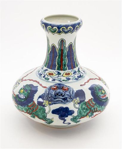 * A Chinese Wucai Porcelain Vase Height 9 1/2 inches.