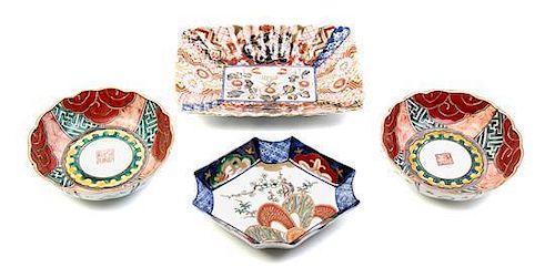 Four Imari Decorated Articles Width of widest 8 1/4 inches.