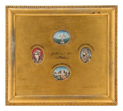 * Four Indian Miniature Paintings Height 7 3/4 x width 8 1/2 inches (framed).