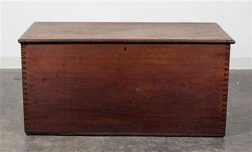 A Mahogany Blanket Chest Height 23 x width 47 x depth 21 3/4 inches.