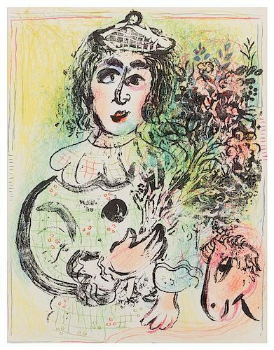 Marc Chagall, (French/ Russian, 1887-1985), Clown With Flowers, 1963