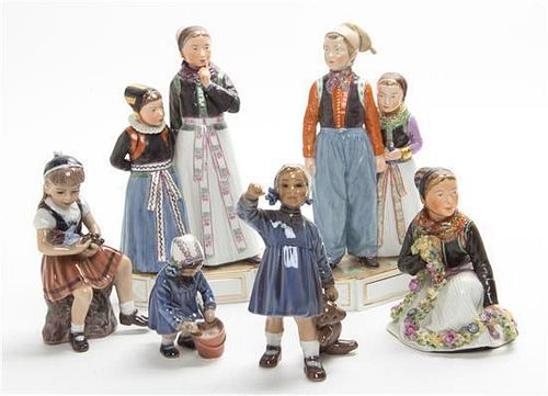 * A Group of Danish Porcelain Figures Height of tallest 9 inches.