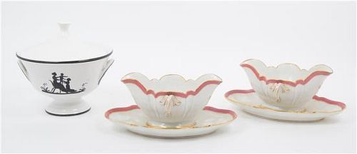 * A Pair of French Porcelain Gravy Boats Width of gravy boats 11 inches.
