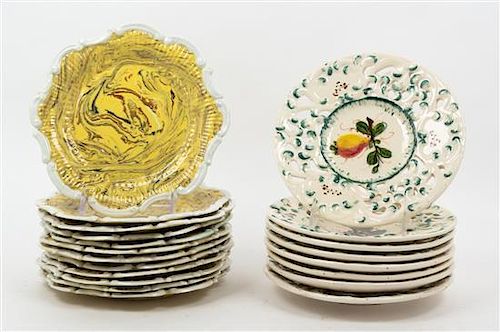 * A Group of Italian Dessert Plates Diameter 8 inches.
