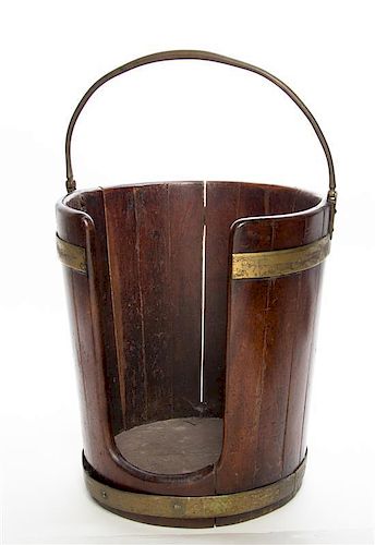 A Brass Mounted Mahogany Plate Bucket Height 16 1/2 inches.