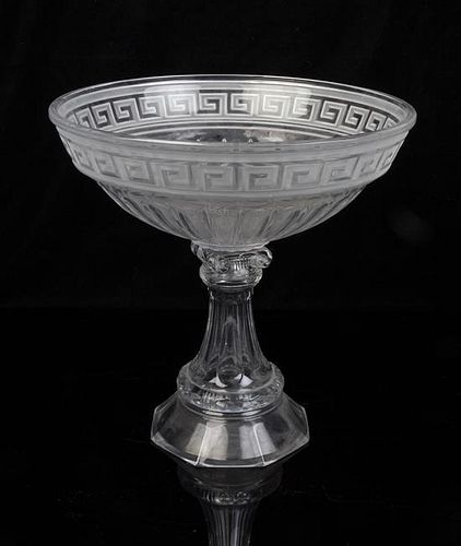* A Frosted Glass Compote Height 12 1/2 inches.