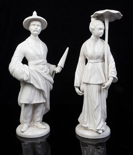 * Two Italian Blanc de Chine Figures Height of tallest 16 inches.