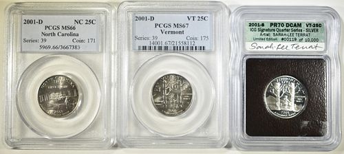 LOT OF 3 GRADED STATE QUARTERS: