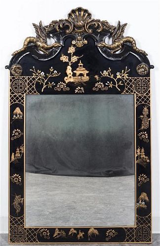 * A Simulated Lacquer Mirror Height 52 1/4 x width 33 1/4 inches.