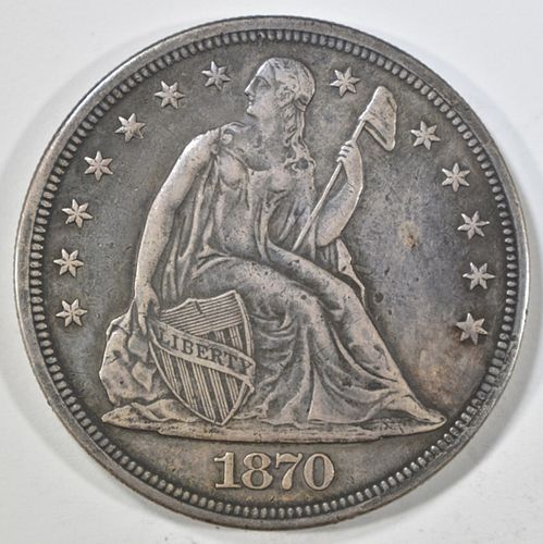 1870-CC SEATED LIBERTY DOLLAR XF+