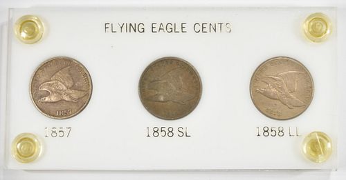 1857, 1858 SL & LL FLYING EAGLE CENTS  VF