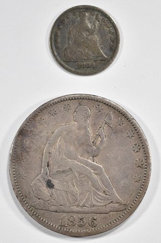 LOT OF 2 SEATED LIBERTY COINS: