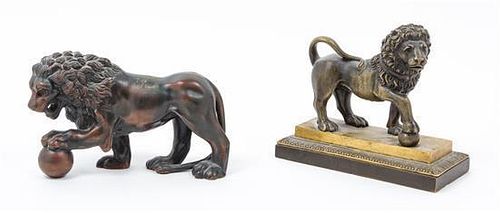 Two Cast Metal Animalier Figures Length of larger 6 1/4 inches.