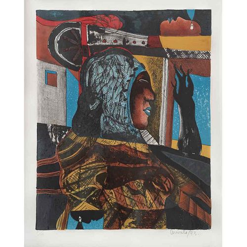 JAVIER ARÉVALO, Mujer, Firmada y fechada 73, Litografía P / A, 50 x 40 cm