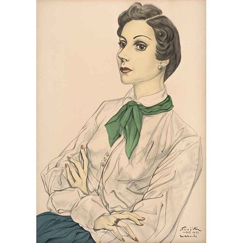 TSUGUHARU FOUJITA, Madame Conchita Montes, Firmada y fechada Madrid 1951 en plancha Litografía S/N, 31.4 x 22.2 cm