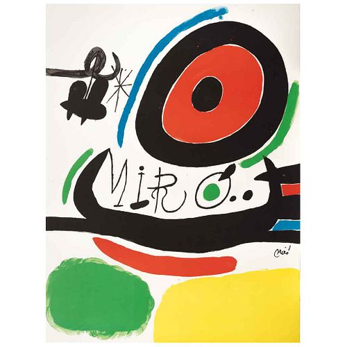 JOAN MIRÓ, Cartel para la Exposición "Tres Libres de Joan Miró en Osaka", 1970, Firmada en plancha, Litografía s/n, 76 x 56 cm